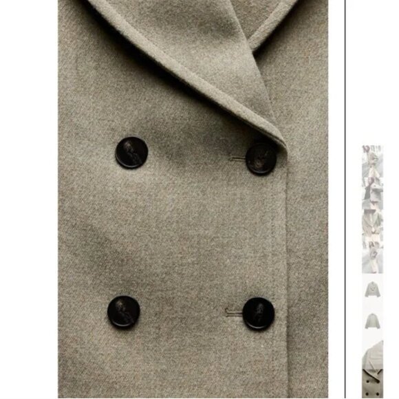 NWT ZARA SHORT DOUBLE BREASTED COAT MINK - Picture 4 of 8